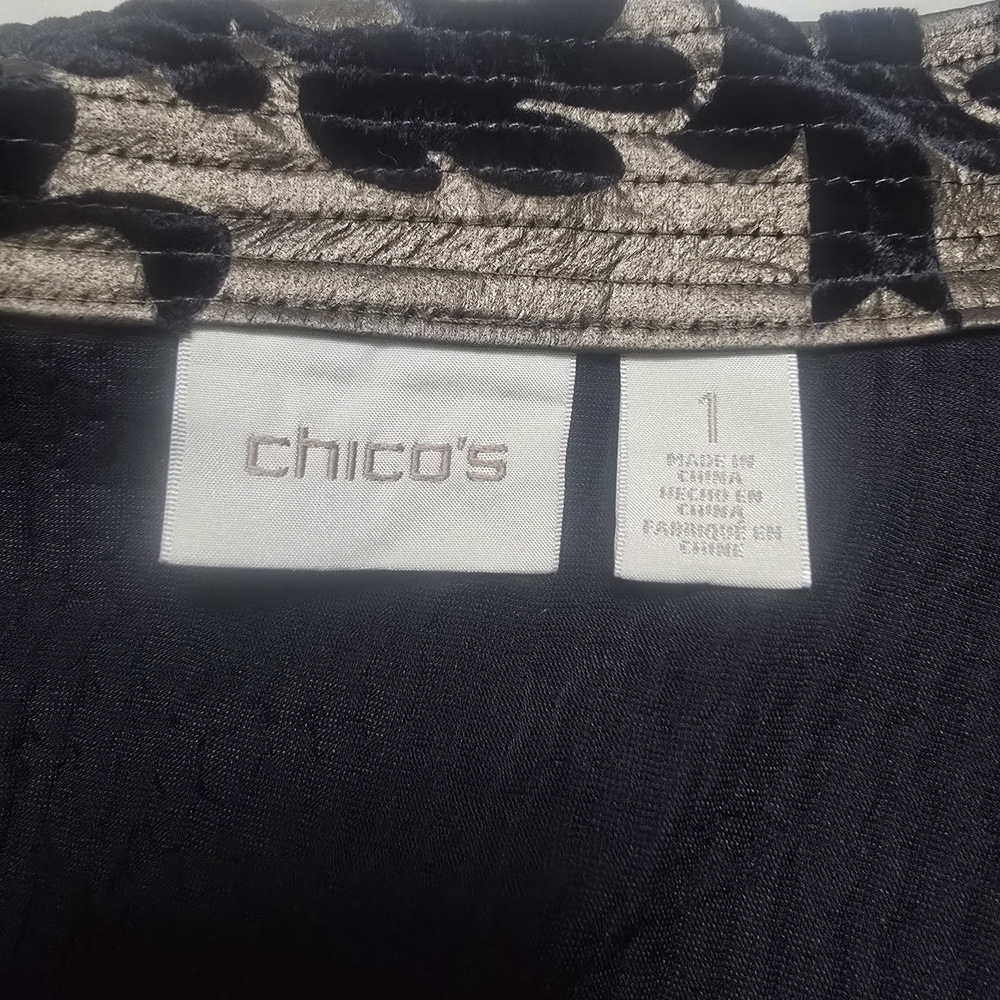 Chico's Black and Gold Velvet Burnout Jacket - Picture 6 of 6